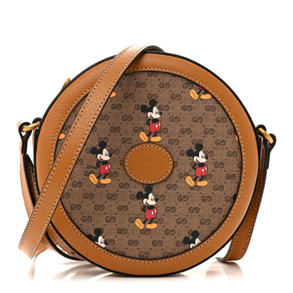 Gucci X DISNEY Mini Vintage GG Supreme Monogram Mickey Mouse Round Shoulder Bag Beige Vintage Sun Oil 1 of 12