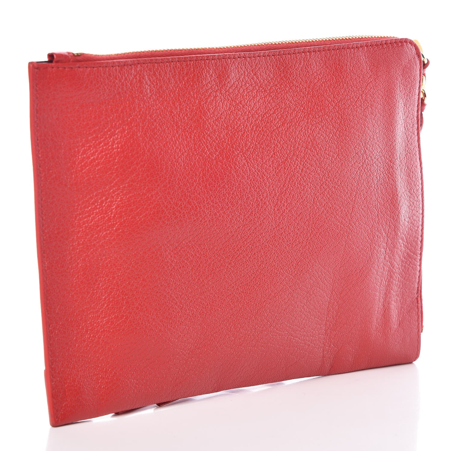 Balenciaga Chevre Gold Metallic Edge Hardware Pouch Rouge Grenade 3 of 7