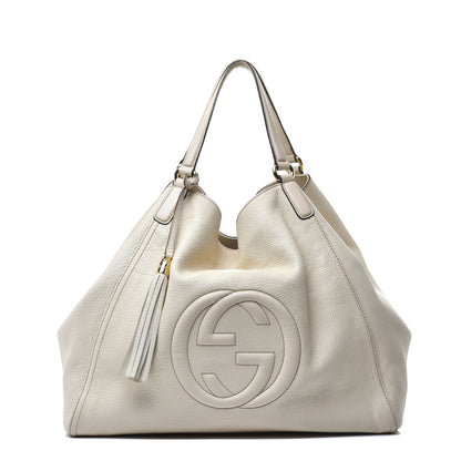 Gucci Pebbled Calfskin Large Soho Shoulder Bag Off White 1 of 9