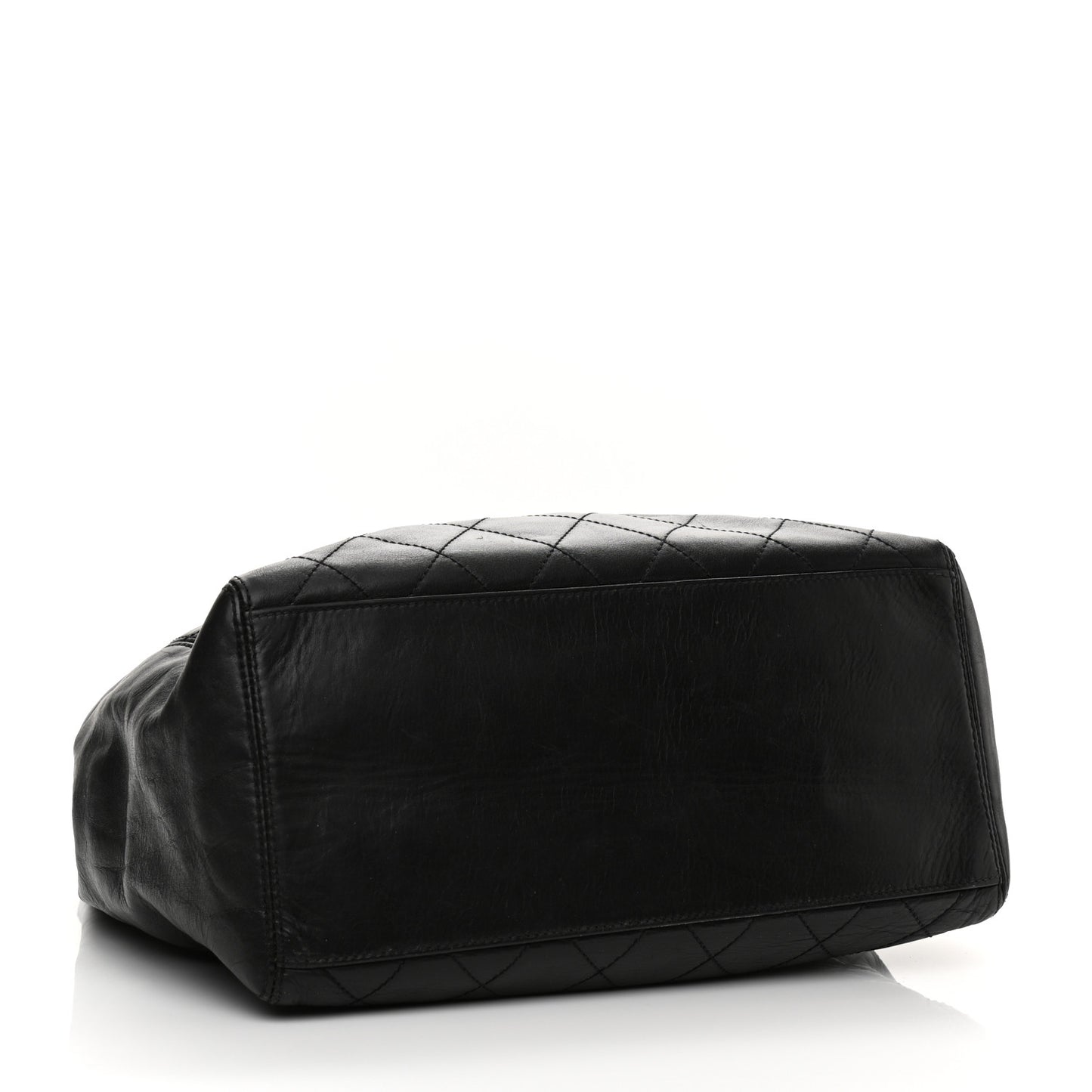 Lambskin Quilted Shopping Tote Black