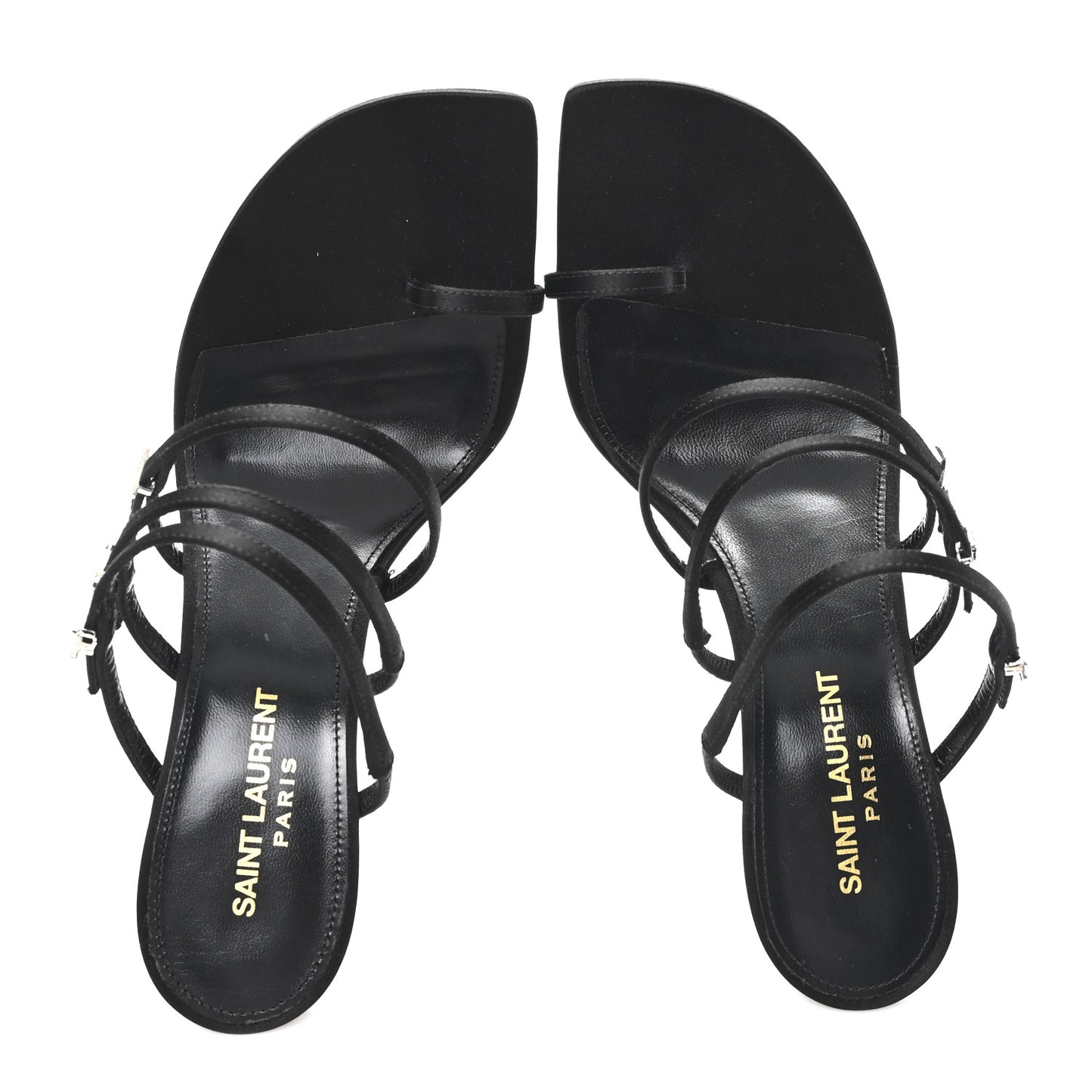 Crepe Satin Crystal Logo Jerry 110 Ankle Strap Sandals 38.5 Black
