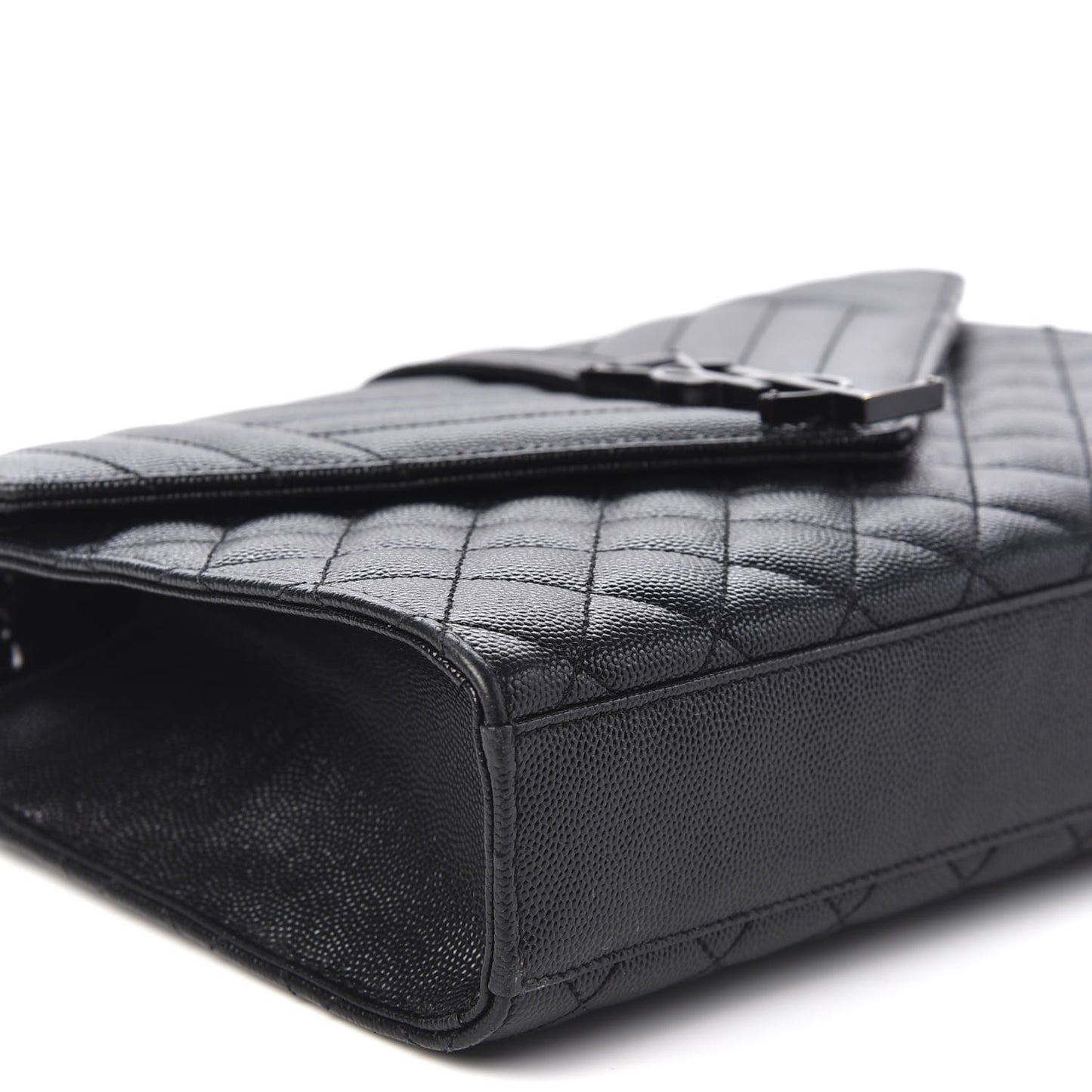 Grain De Poudre Textured Mixed Matelasse Triquilt Medium Monogram Satchel Black