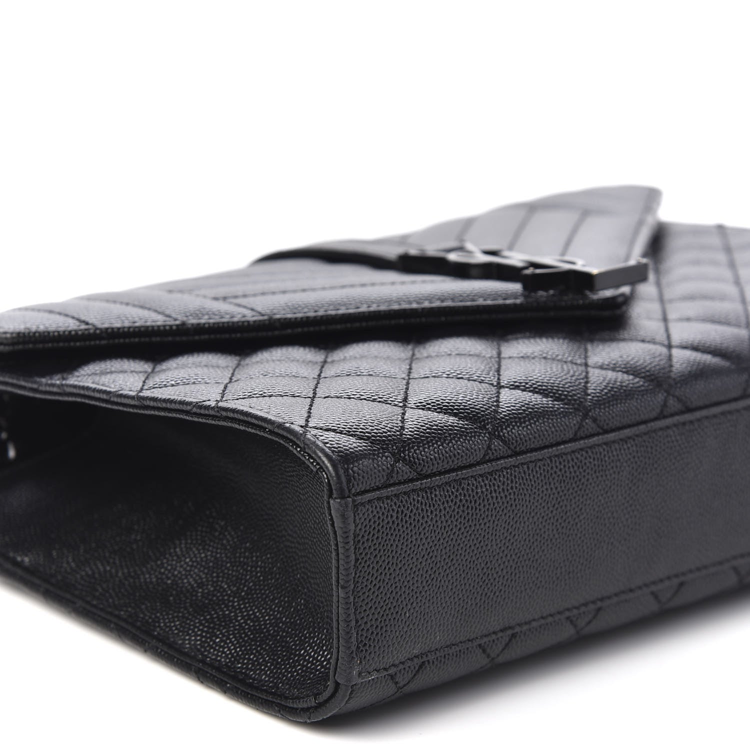 Saint Laurent Grain De Poudre Textured Mixed Matelasse Triquilt Medium Monogram Satchel Black 5 of 9