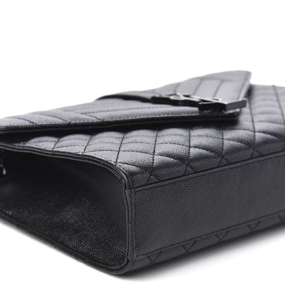 Saint Laurent Grain De Poudre Textured Mixed Matelasse Triquilt Medium Monogram Satchel Black 5 of 9