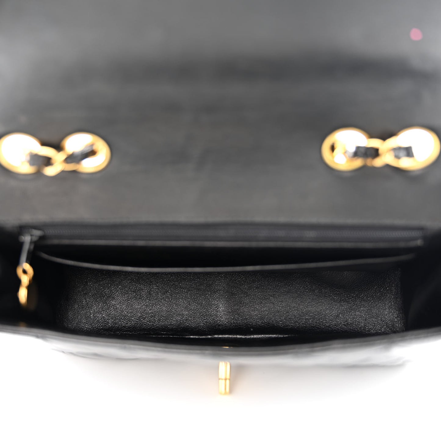 Patent Quilted Small Single Flap Black