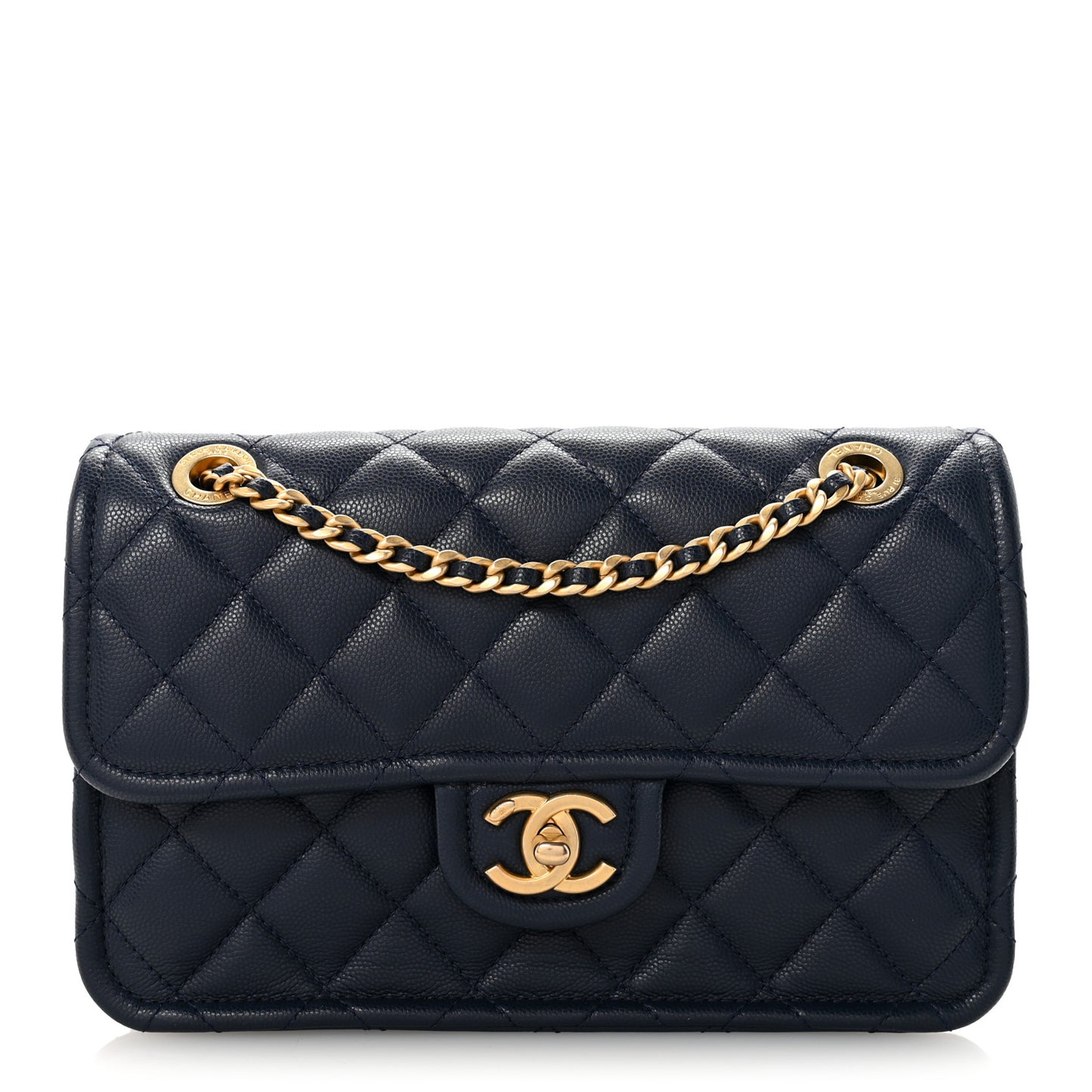Caviar Quilted Medium Sweet Classic Flap Navy Blue