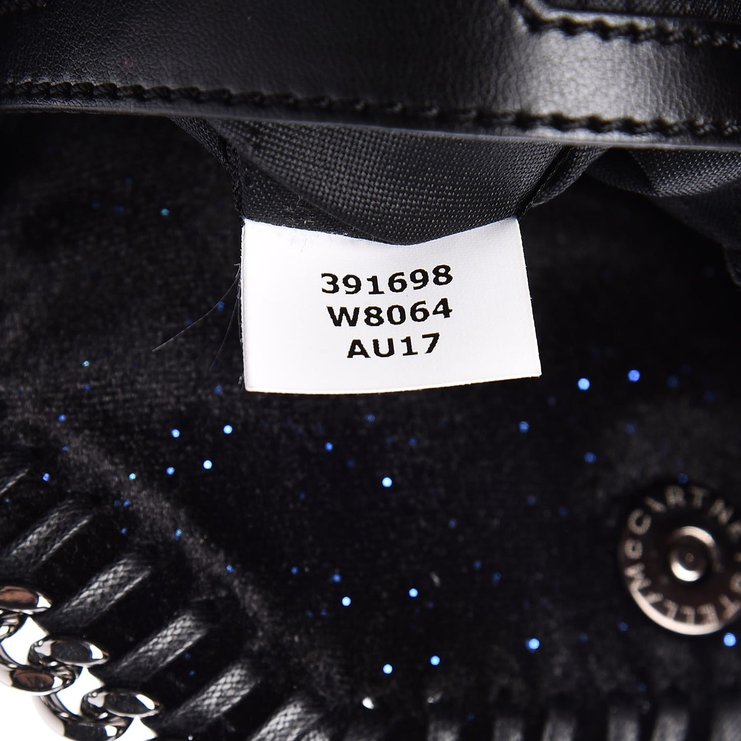 Glitter Velvet Tiny Falabella Tote Black