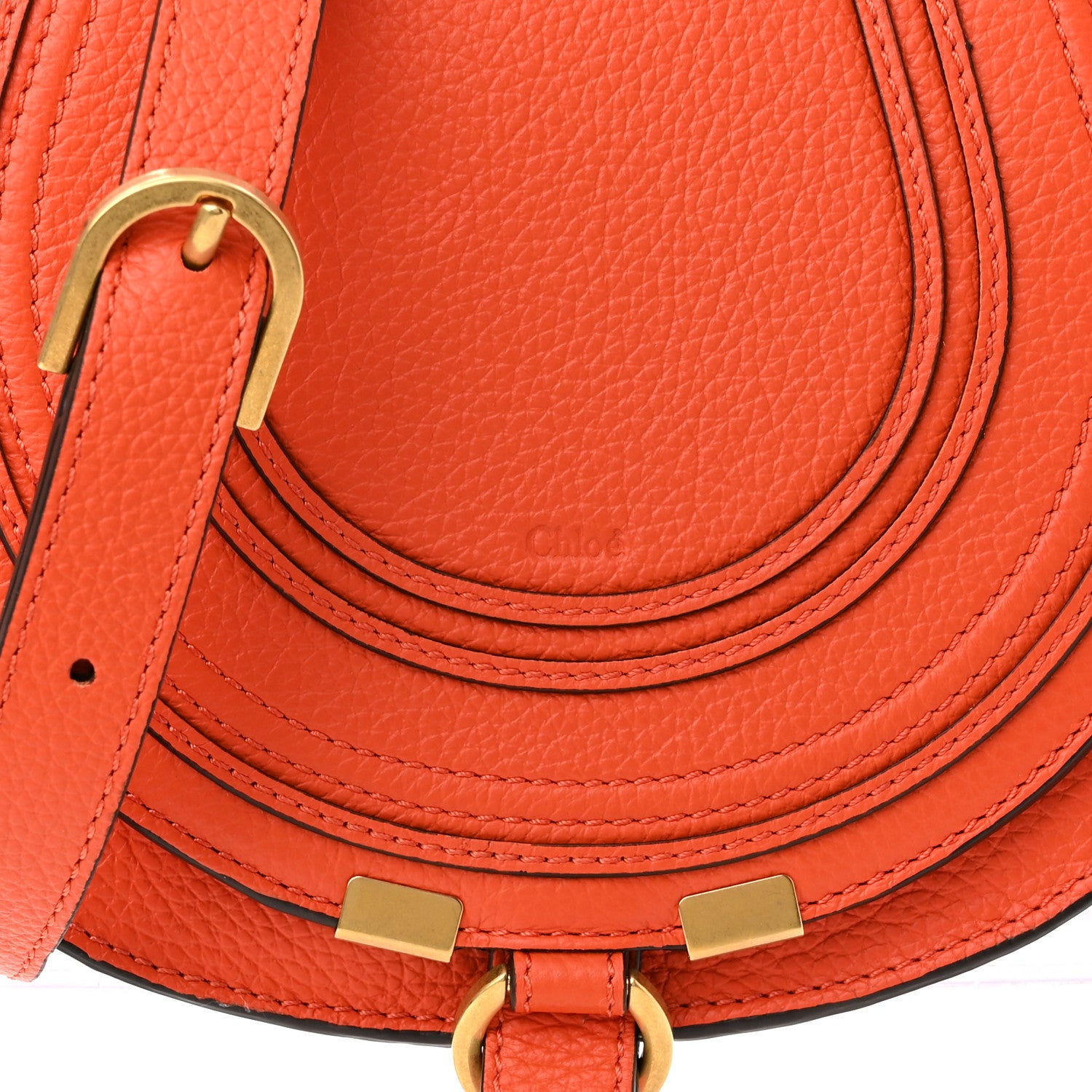 Chloe Calfskin Mini Marcie Round Crossbody Bag Rusted Orange 9 of 12