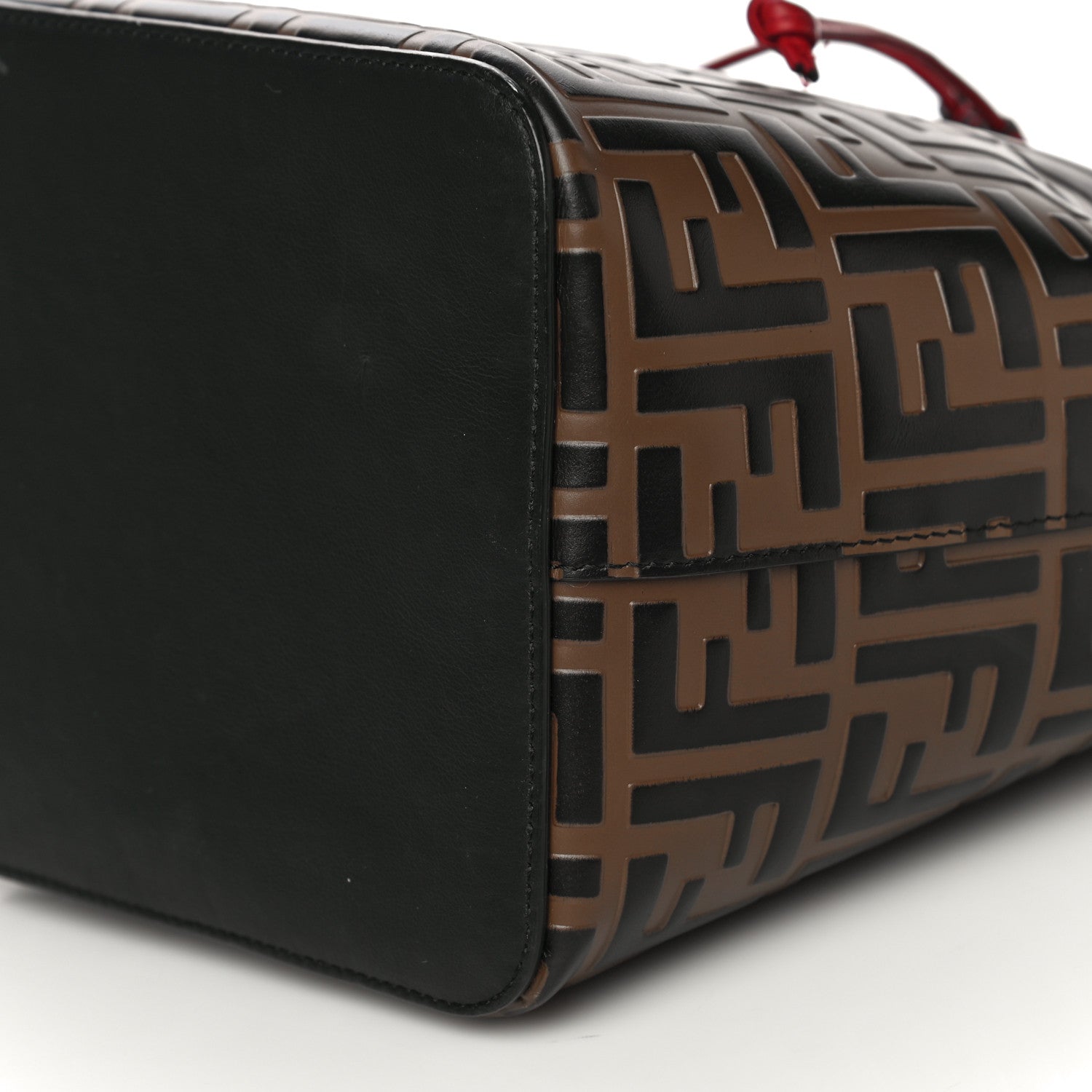 Fendi Vitello Grace F is Fendi Bi-Color FF 1974 Embossed Grande Mon Tresor Bucket Bag Maya Black Fragola 10 of 12