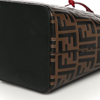 Fendi Vitello Grace F is Fendi Bi-Color FF 1974 Embossed Grande Mon Tresor Bucket Bag Maya Black Fragola 10 of 12