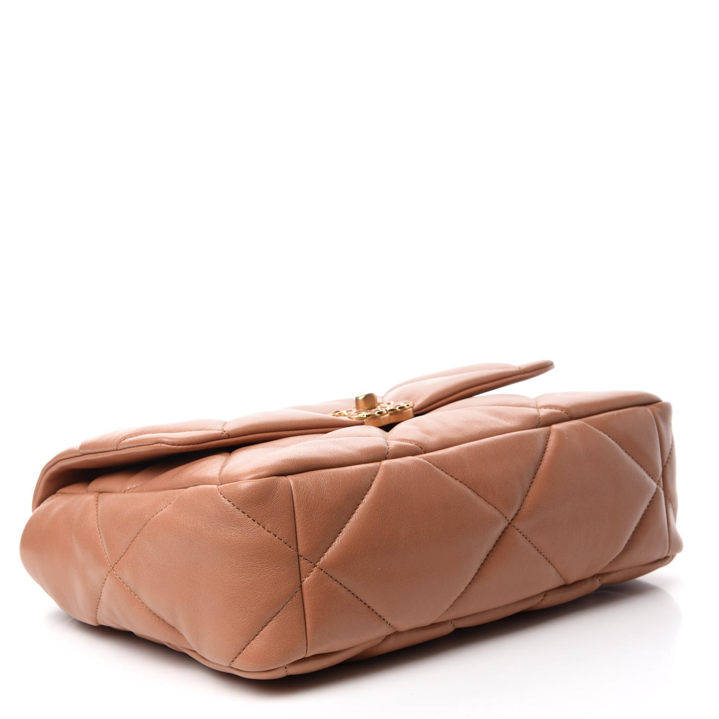Lambskin Quilted Large Chanel 19 Flap Brown