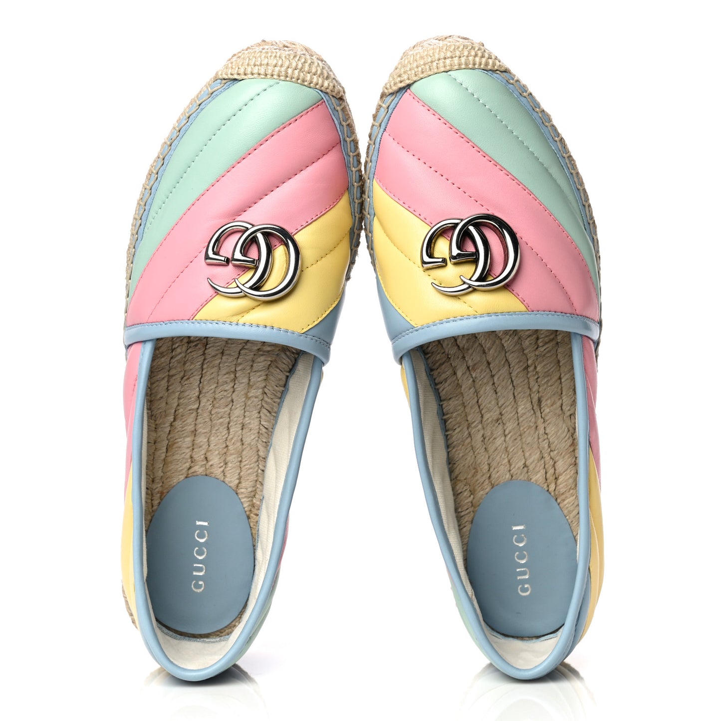 Nappa Matelasse Diagonal GG Marmont Espadrilles 37.5 Multicolor Pastel