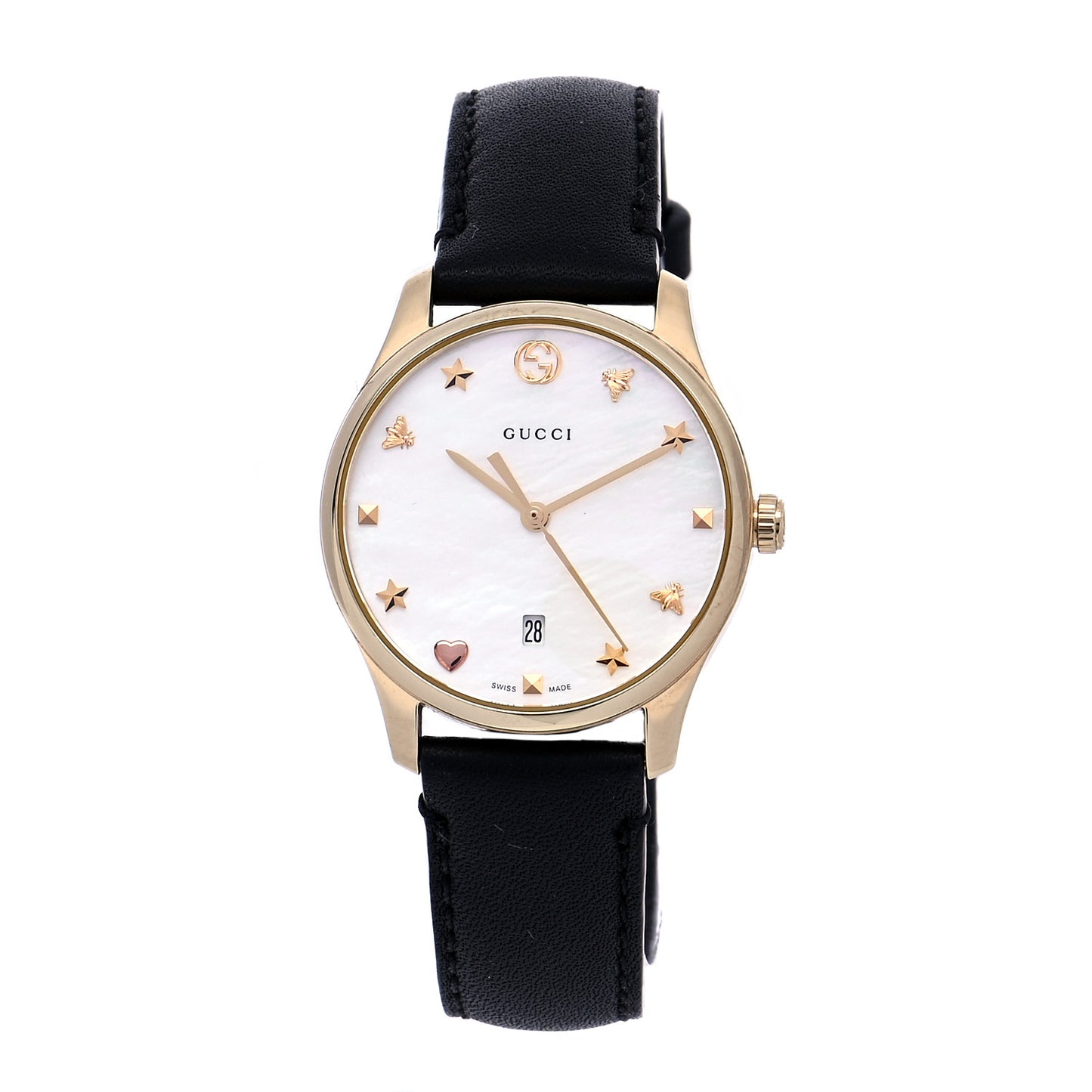 Stainless Steel Calfskin Mother of Pearl 29mm G-Timeless Charm Quartz Watch