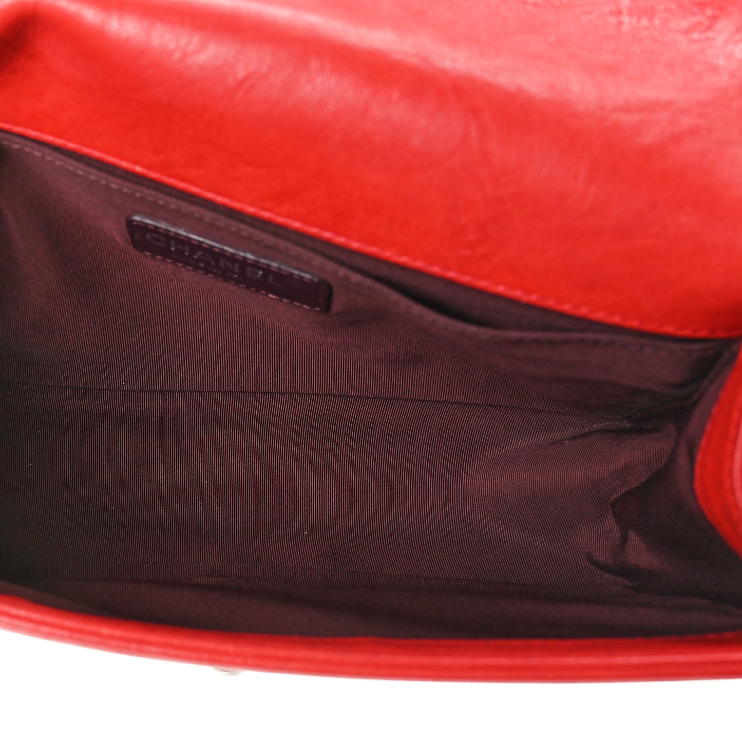 Crumpled Lambskin Small Studded Boy Flap Red