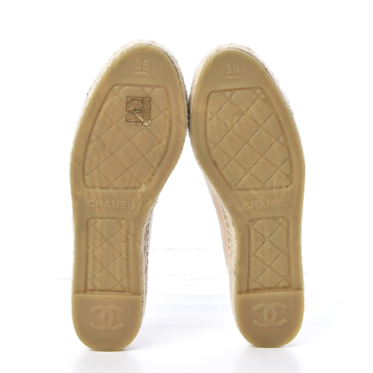 Chanel Lambskin CC Espadrilles 38 Beige Black 5 of 11