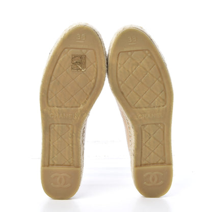 Chanel Lambskin CC Espadrilles 38 Beige Black 5 of 11