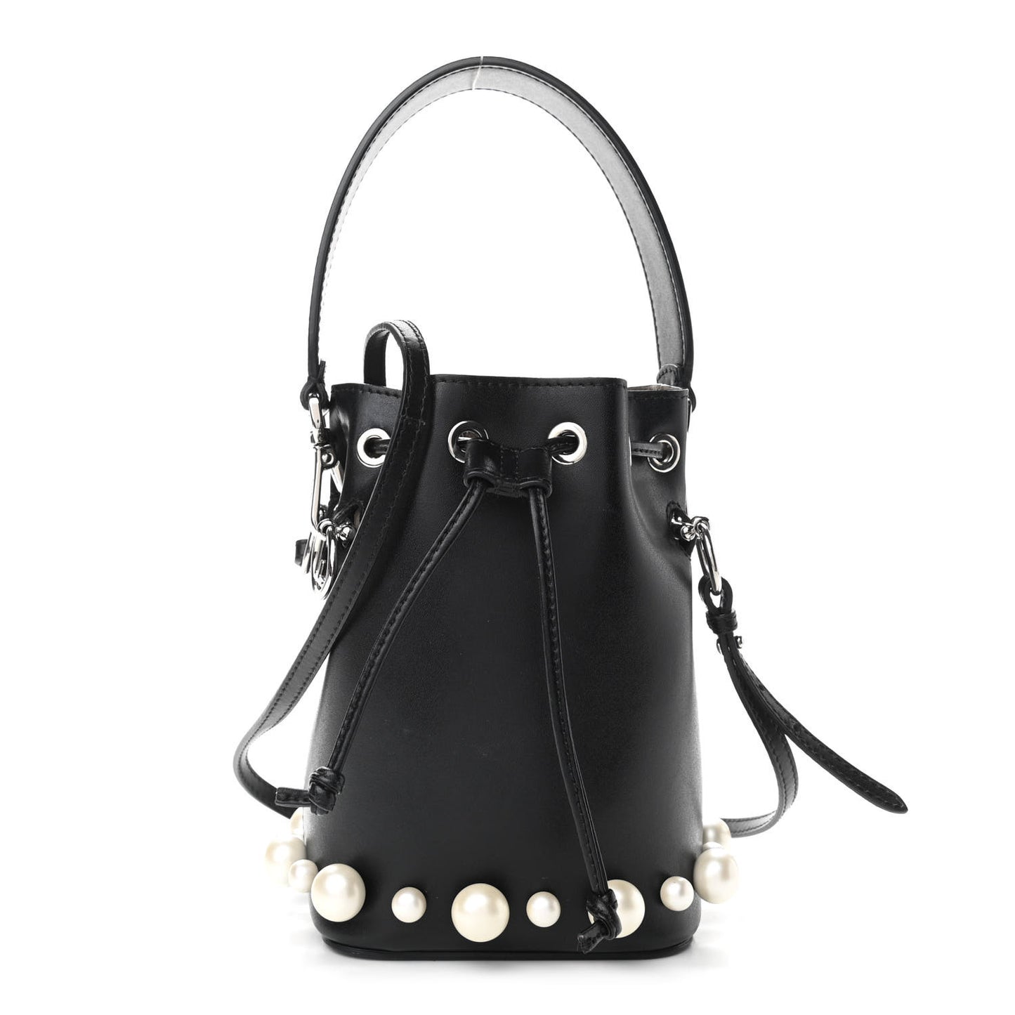 Vitello Liberty Pearl F is Fendi Mini Mon Tresor Bucket Bag Black