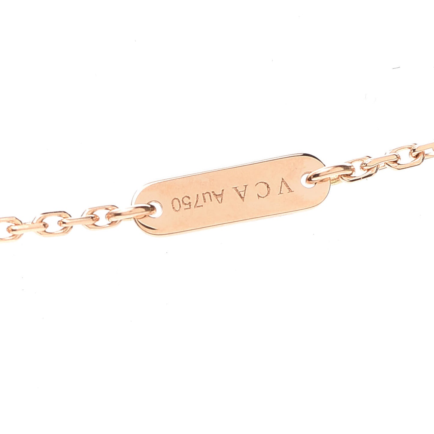 18K Rose Gold Diamond Pink Porcelain Vintage Alhambra Pendant Necklace