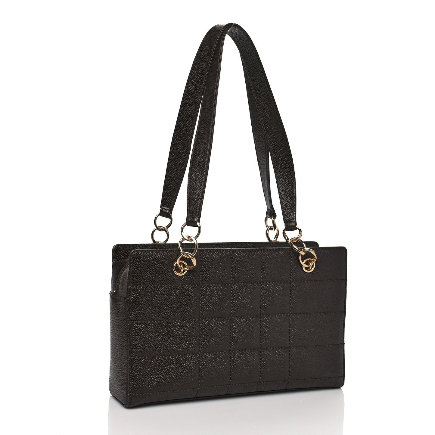 Caviar Chocolate Bar Quilted Shoulder Bag Dark Brown