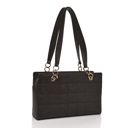 Chanel Caviar Chocolate Bar Quilted Shoulder Bag Dark Brown 2 of 8