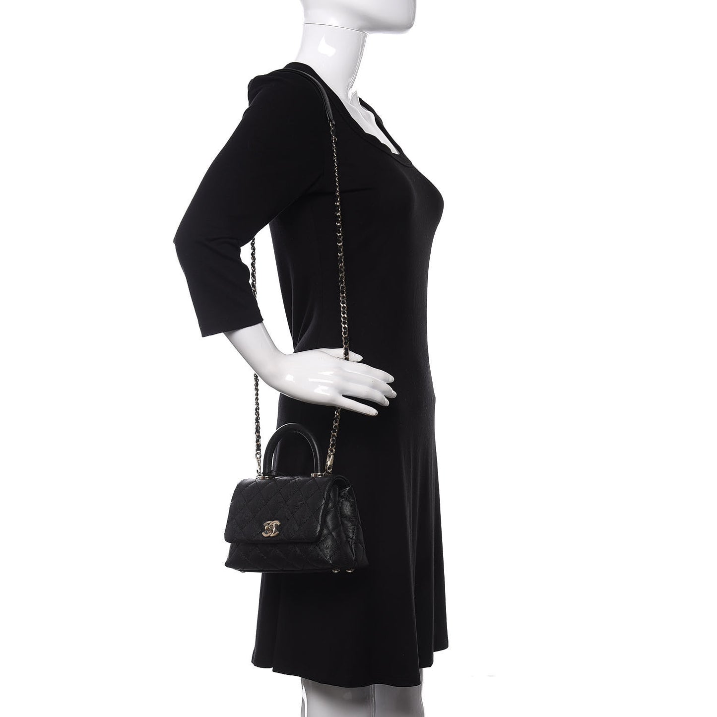 Caviar Quilted Extra Mini Coco Handle Flap Black