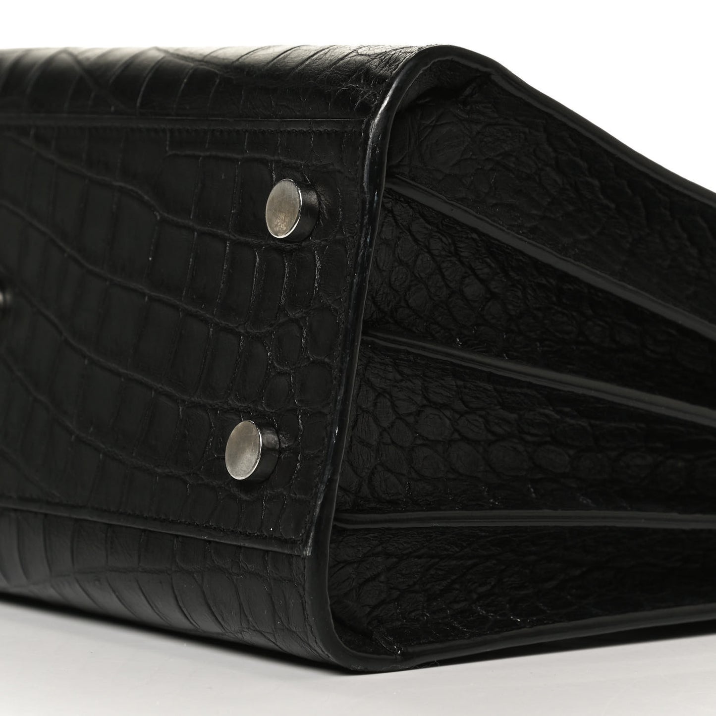 Calfskin Crocodile Embossed Baby Sac De Jour Black