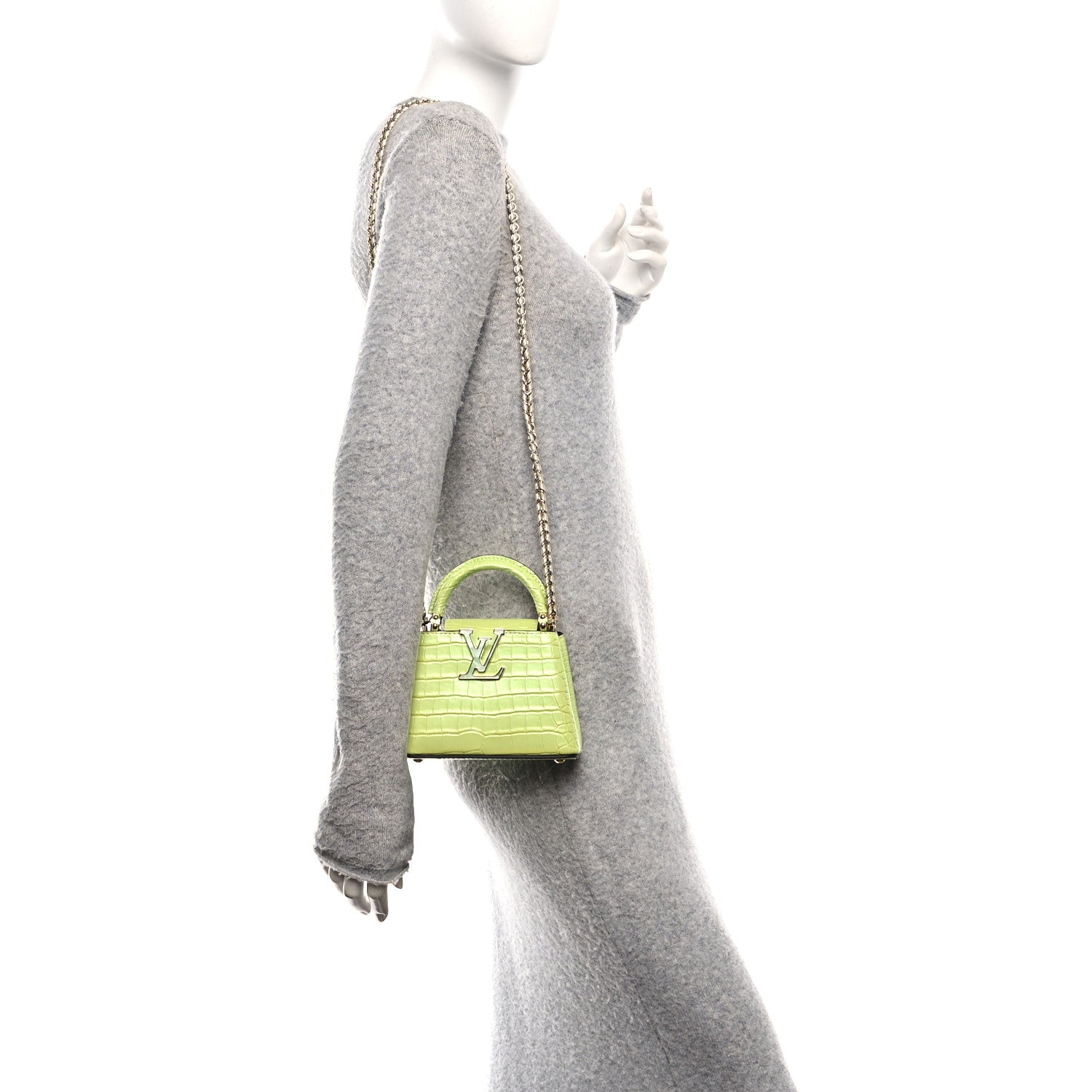 Louis Vuitton Iridescent Alligator Nano Capucines Lime 3 of 10
