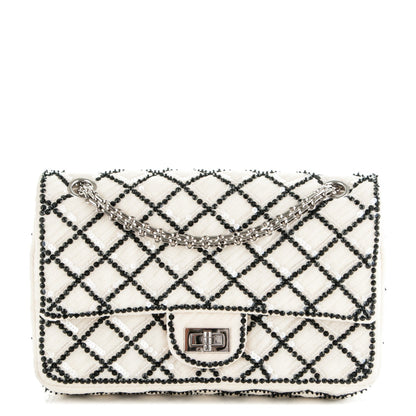 Chanel Sequin Mesh Quilted 225 Reissue Flap White Black 1 of 10