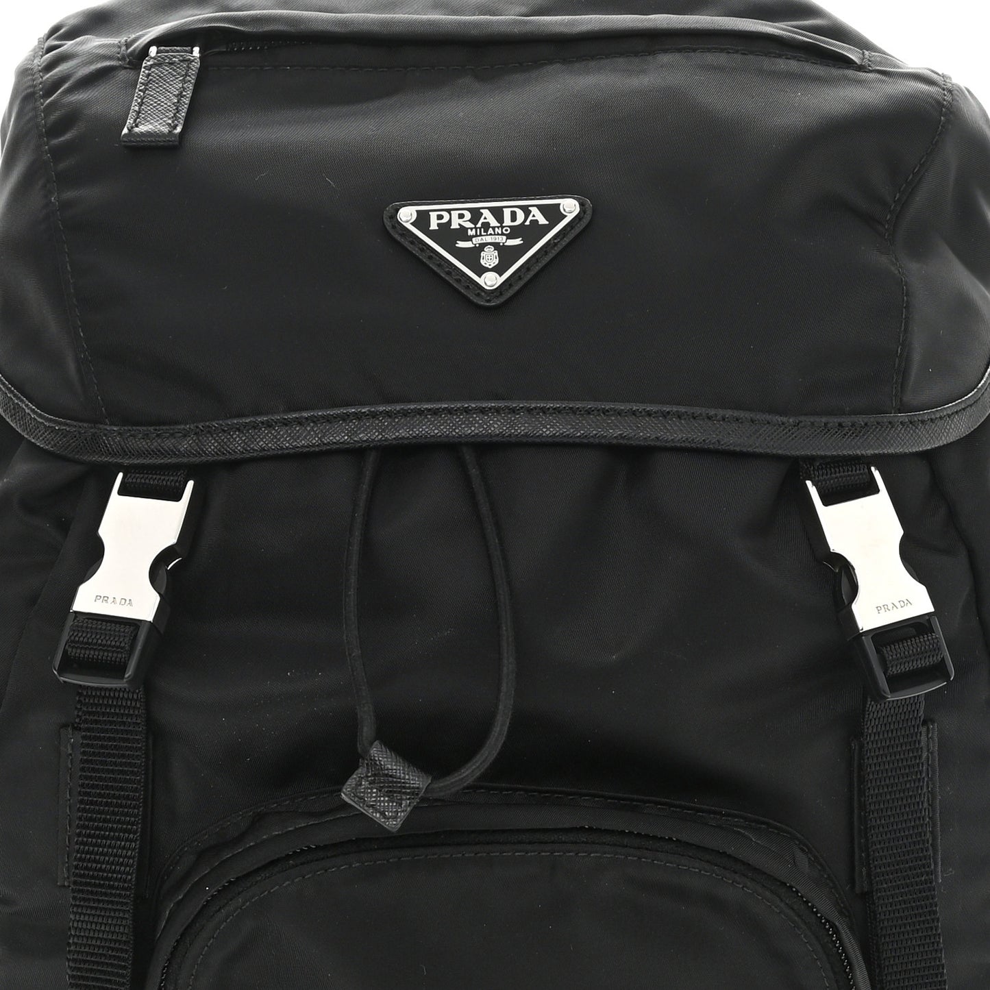 Tessuto Nylon Montagna Double Buckle Backpack Black
