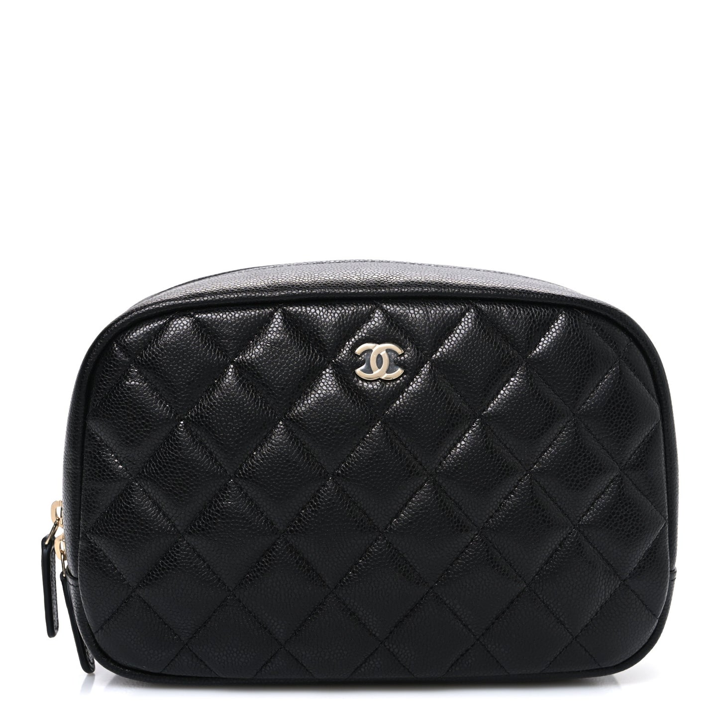Caviar Quilted Medium Curvy Pouch Cosmetic Case Black