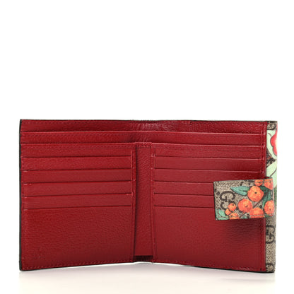 Gucci GG Supreme Monogram Tian French Flap Wallet Beige Multicolor Red 5 of 7