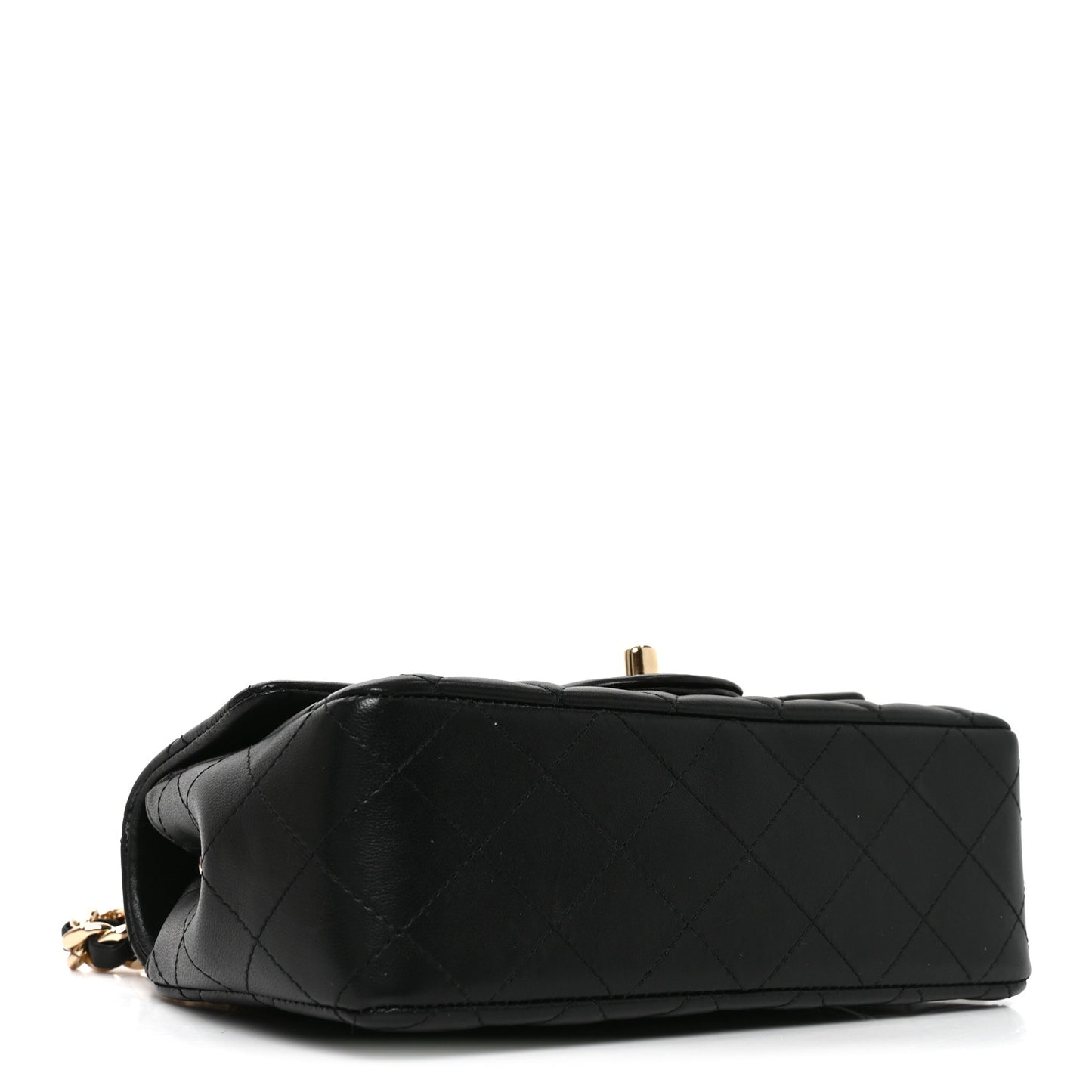 Lambskin Quilted Mini Coco Charms Rectangular Flap Black