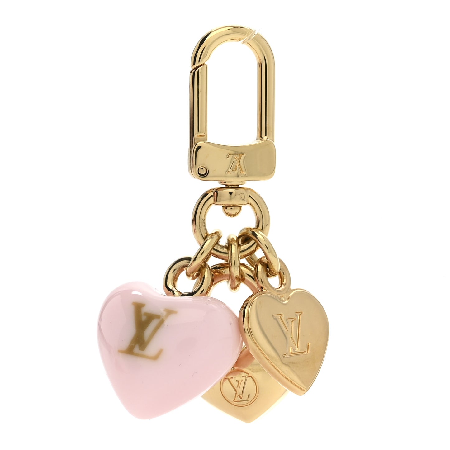 Micro Charms LV Heart Bag Charm Key Holder Gold