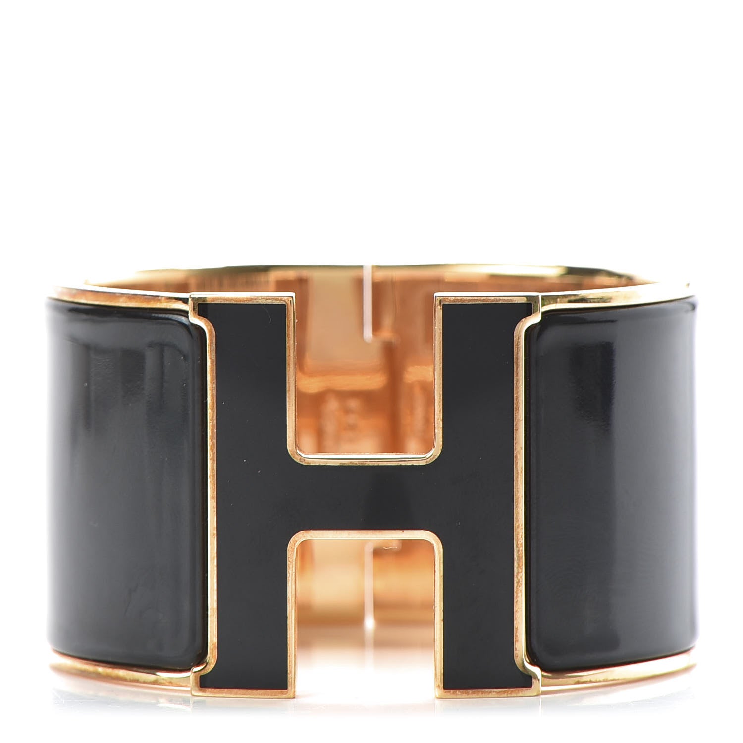 Hermes Enamel Extra Wide Clic Clac H Bracelet PM Black 1 of 6