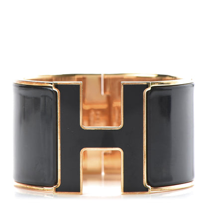 Hermes Enamel Extra Wide Clic Clac H Bracelet PM Black 1 of 6