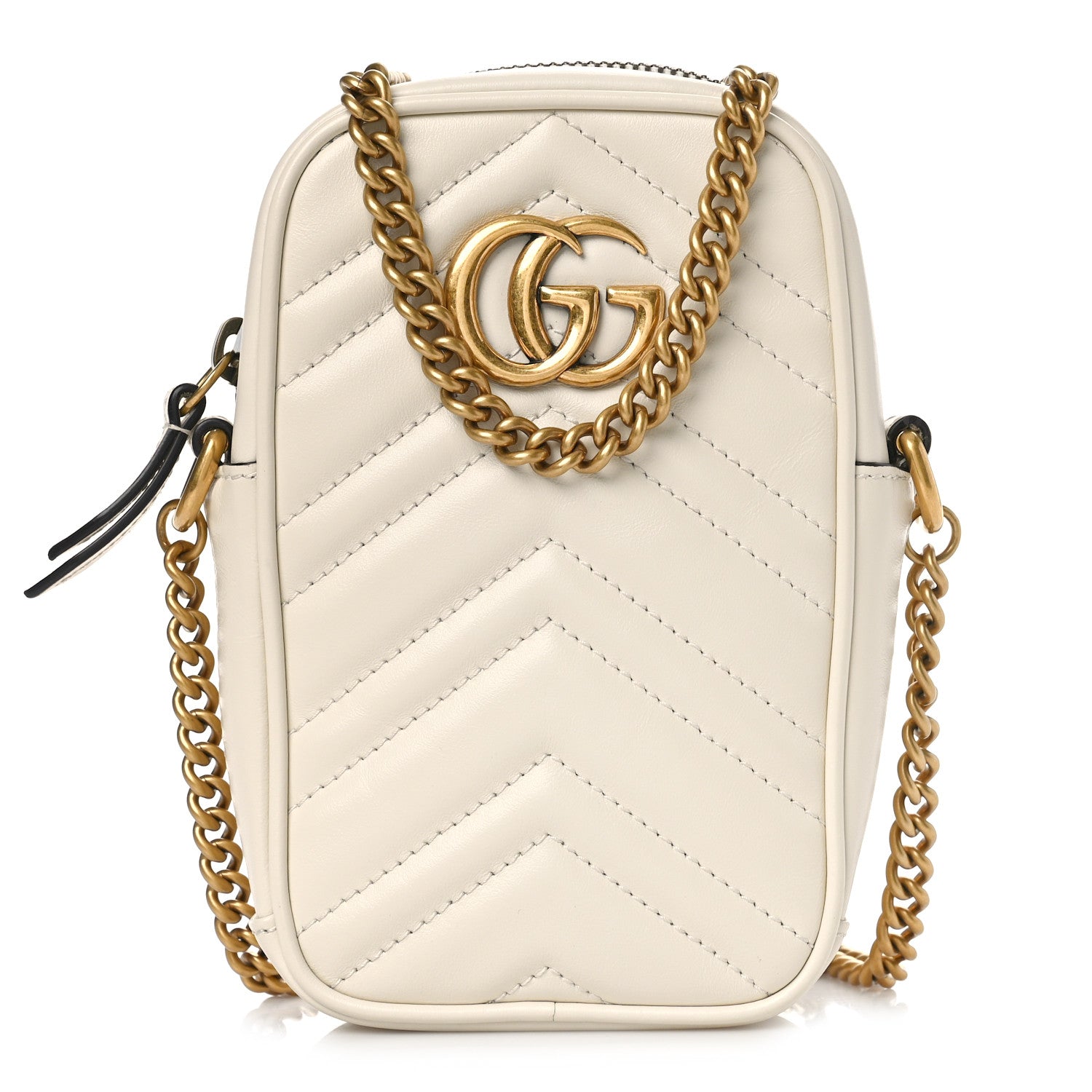 Gucci Calfskin Matelasse Mini GG Marmont Crossbody Bag White 1 of 10