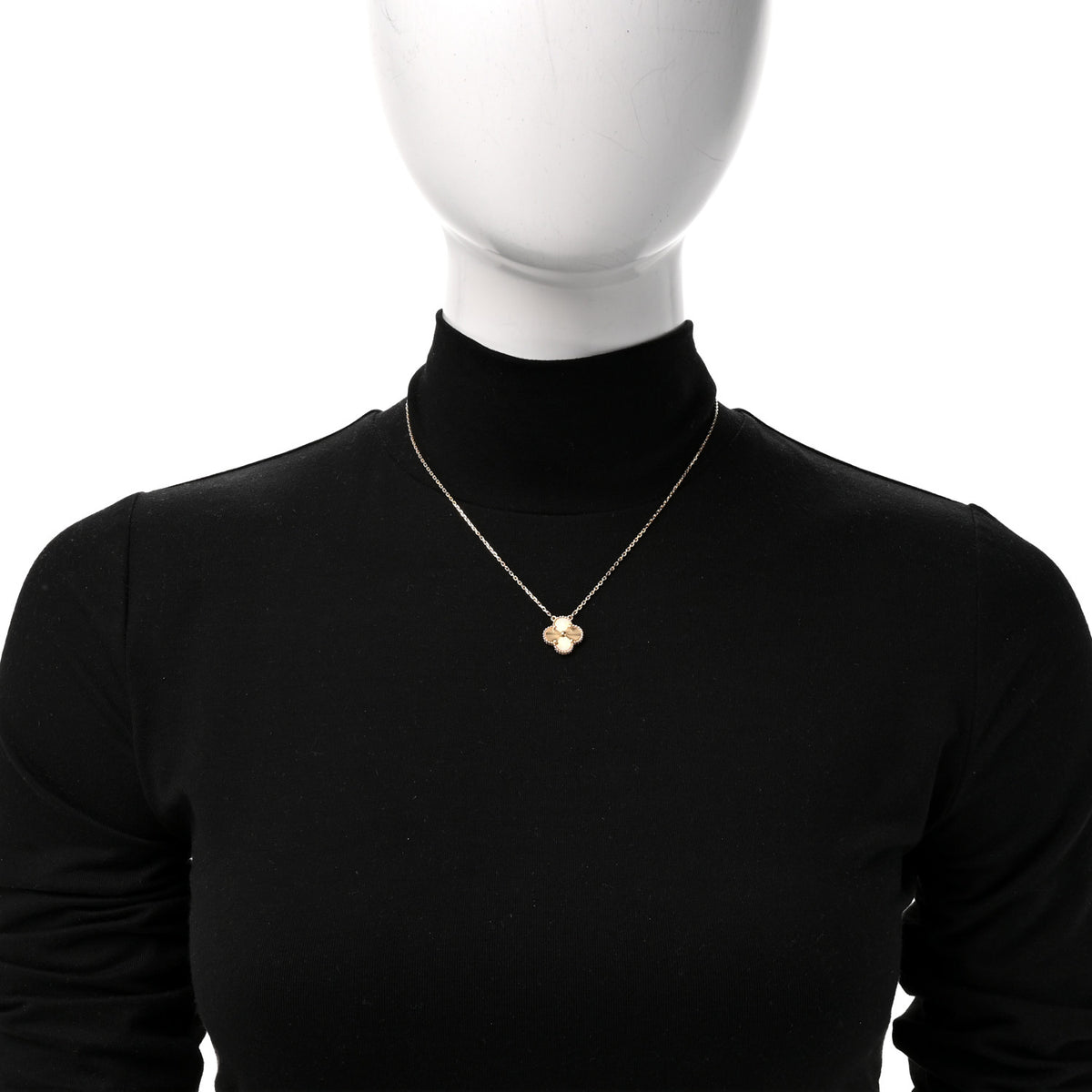 Van Cleef & Arpels 18K Yellow Gold Guilloché Vintage Alhambra Pendant Necklace 2 of 6