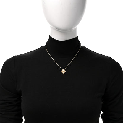 Van Cleef & Arpels 18K Yellow Gold Guilloché Vintage Alhambra Pendant Necklace 2 of 6