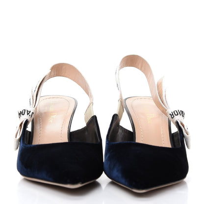 Christian Dior Velvet Ribbon J'Adoir Slingback 65mm Pumps 39 Deep Blue 2 of 11