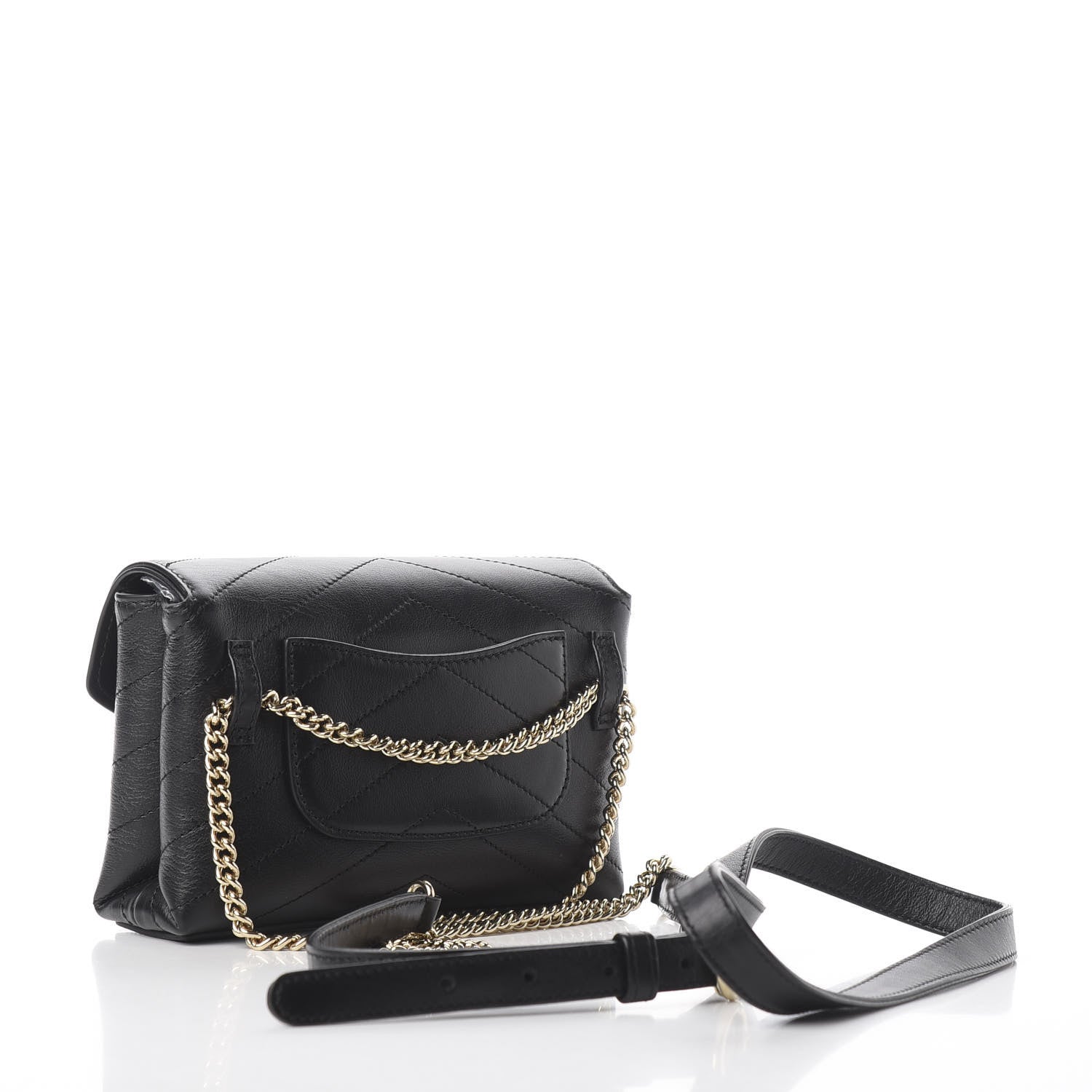 Chanel Calfskin Chevron Stitched Coco Waist Bag Black 2 of 9