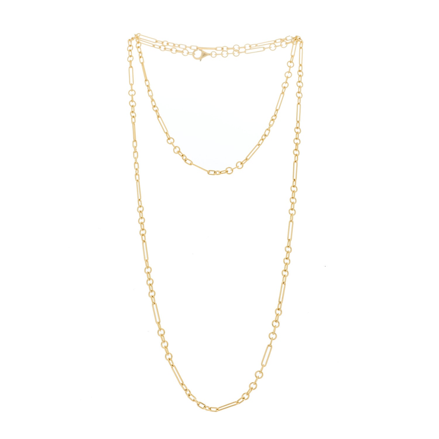 Foundrae 18K Yellow Gold Fine Mixed Clip Chain Necklace 32" 3 of 5