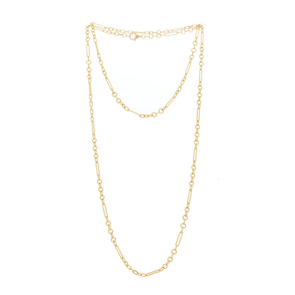 Foundrae 18K Yellow Gold Fine Mixed Clip Chain Necklace 32" 3 of 5