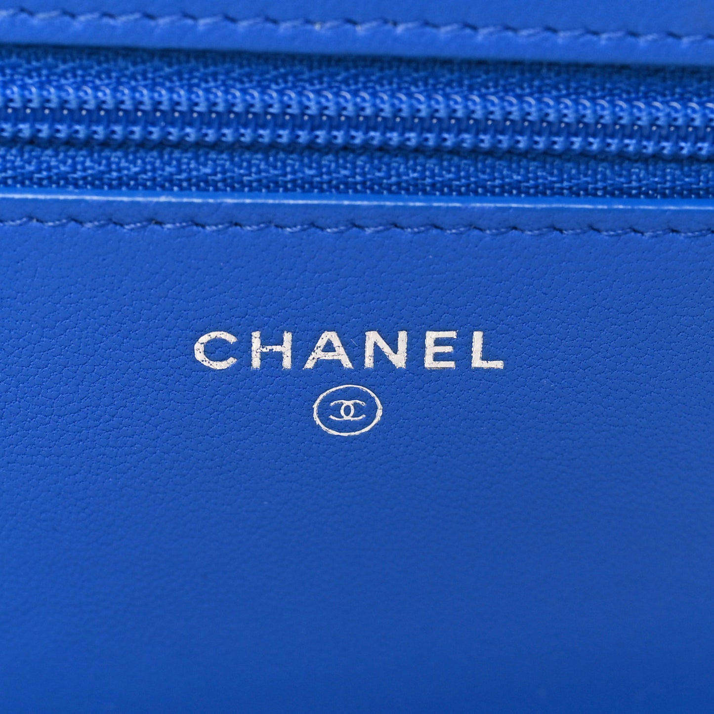 Lambskin Quilted Diamond CC Wallet On Chain WOC Blue