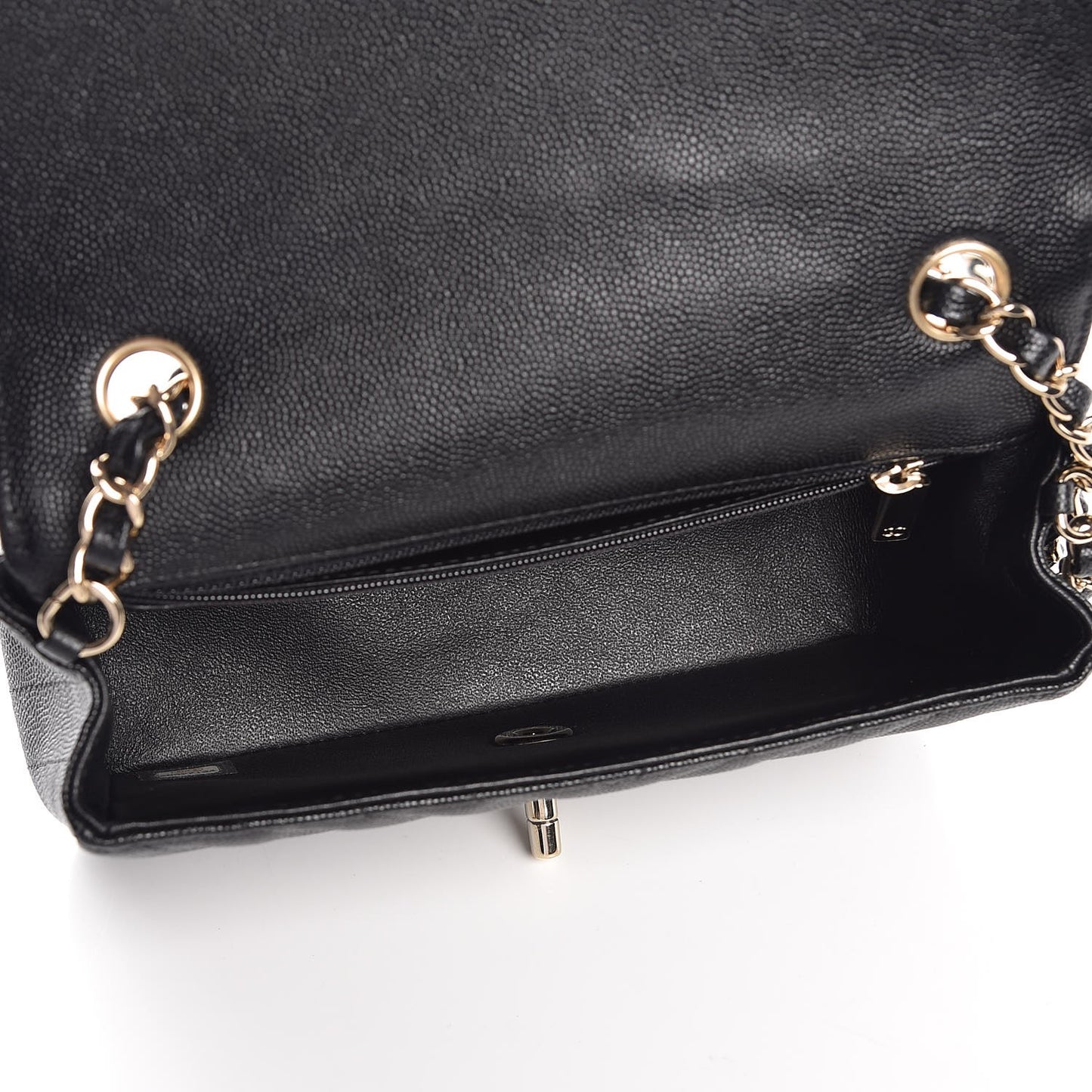 Caviar Chevron Quilted Mini Rectangular Flap Black