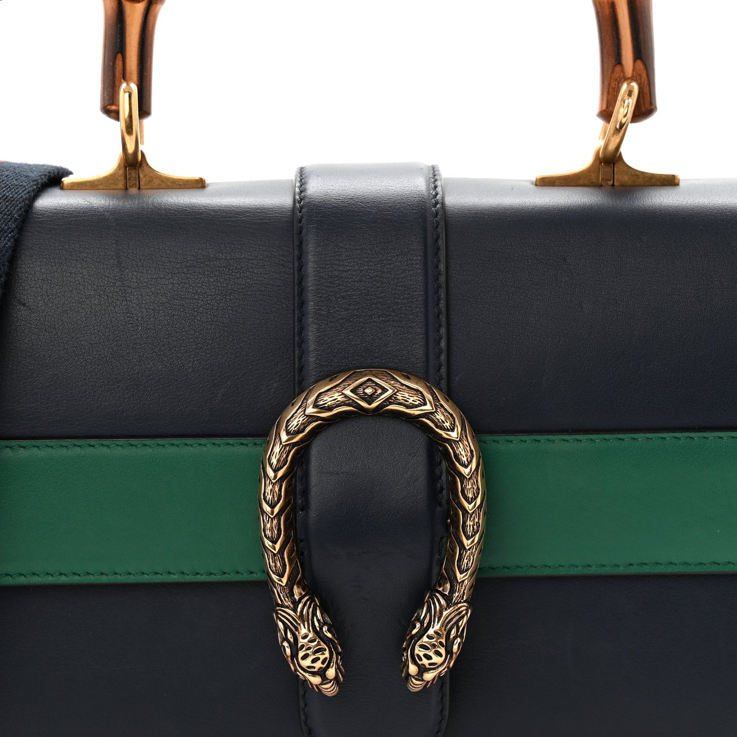 Gucci Moon Calfskin Bamboo Web Medium Dionysus Top Handle Bag Blue