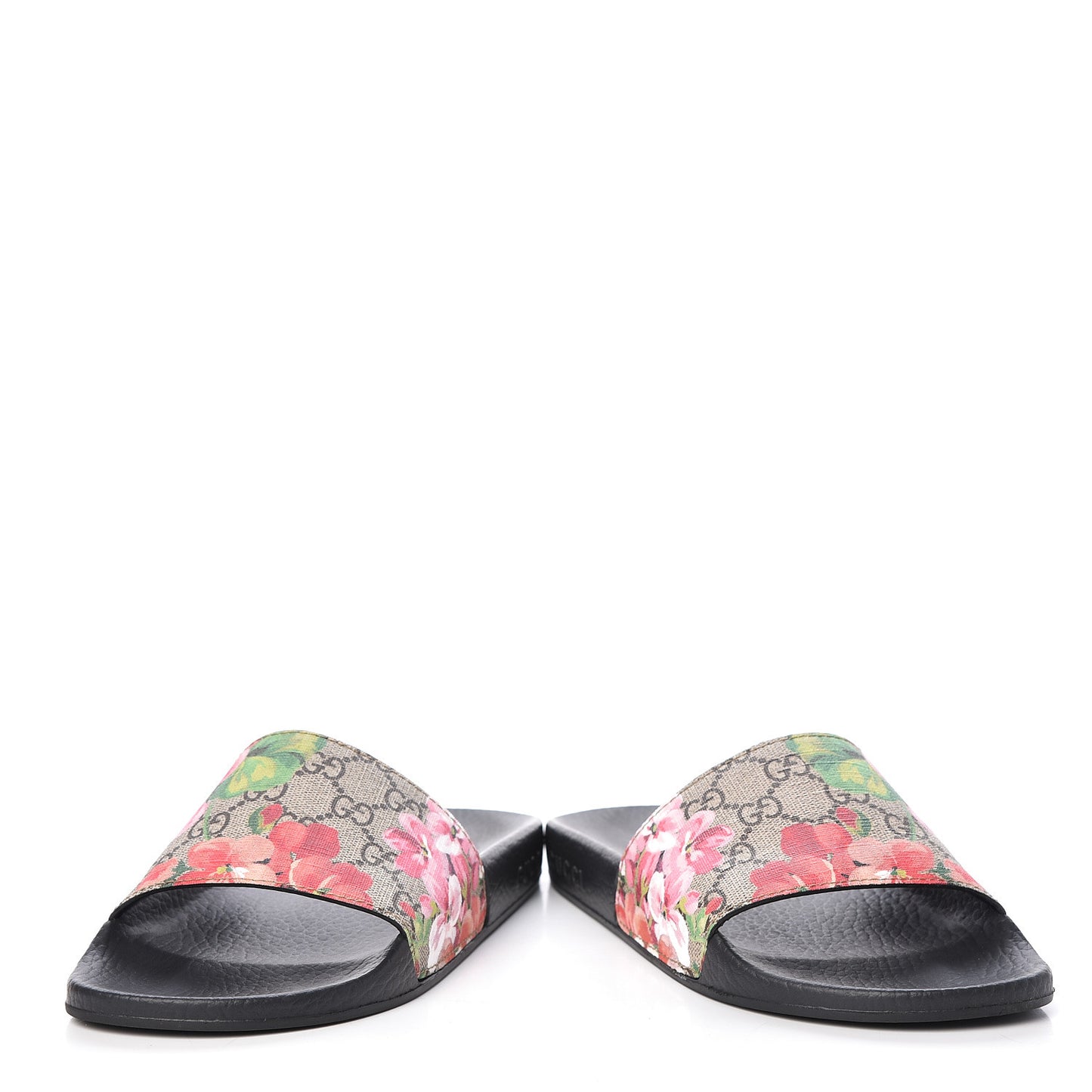 GG Supreme Monogram Blooms Slide Sandals 37 Beige Multicolor