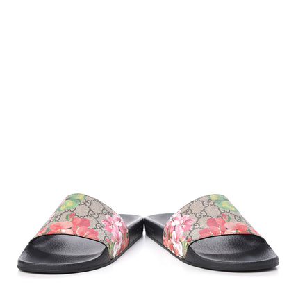 Gucci GG Supreme Monogram Blooms Slide Sandals 37 Beige Multicolor 6 of 13
