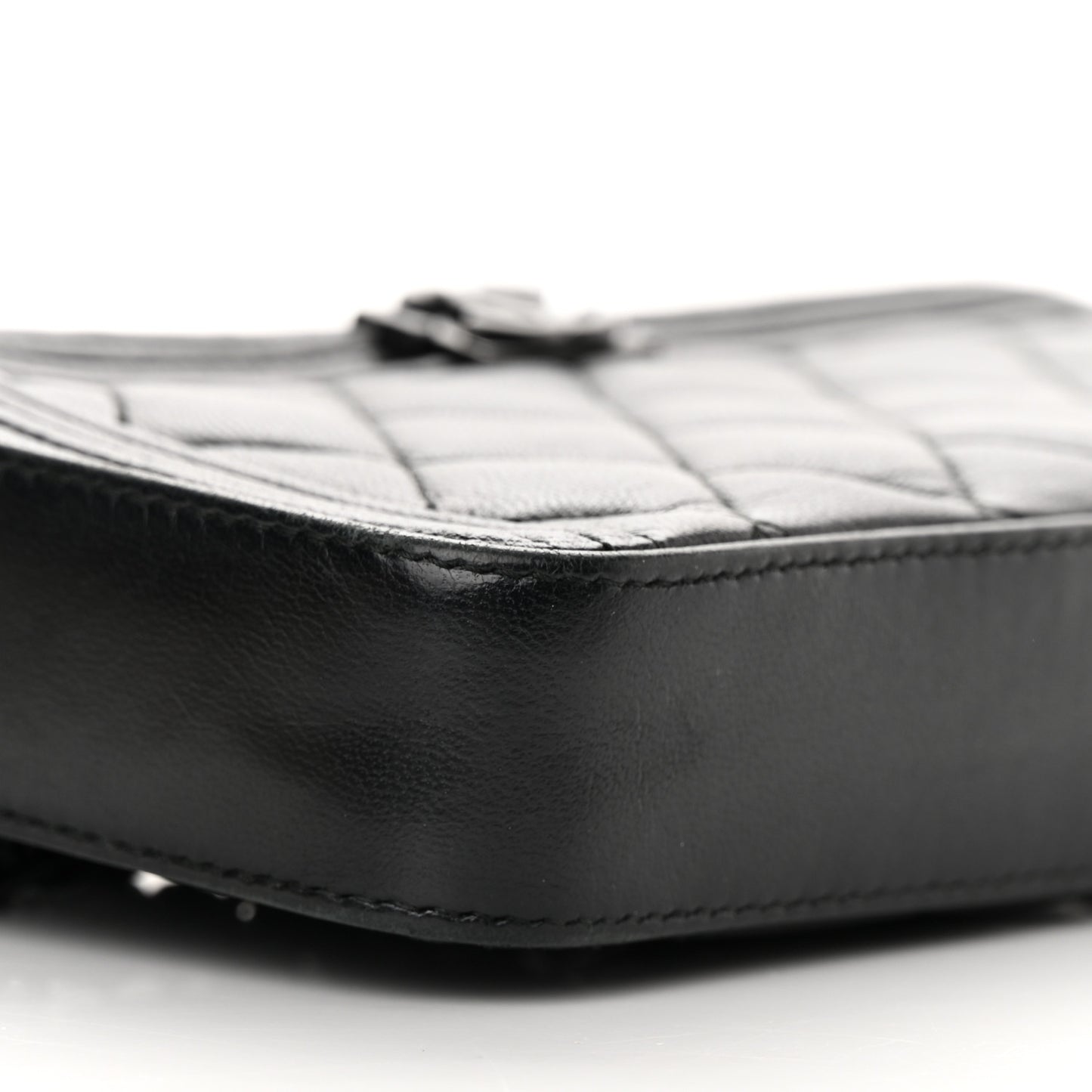 Lambskin Quilted Small Boy Clutch With Chain So Black