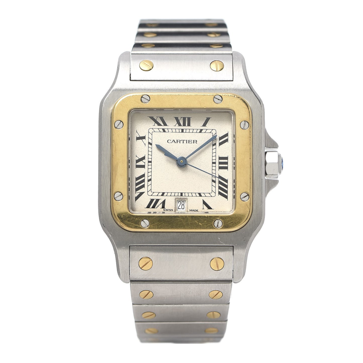 Stainless Steel 18K Yellow Gold 29mm Santos De Galbee Quartz Watch