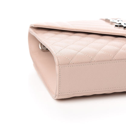 Saint Laurent Grain De Poudre Textured Mixed Matelasse Medium Triquilt Monogram Satchel Marble Pink 7 of 10